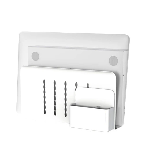 BEWISER Vertical Laptop Holder, Under Desk Storage，Desk Side Laptop Stand Office Storage,Compatible with Laptop/Mini PC/Tablet,Weight Capacity up to 20lbs(White)