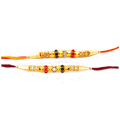 Khandekar (with device of K) Khandekar Set of 2 Rakhi Threads, Rakhi for Brother, Rakhi Bracelet, Rakshabandhan Traditional Rakhi for Brothers, Designer Rakhi Gift - Assorted Color