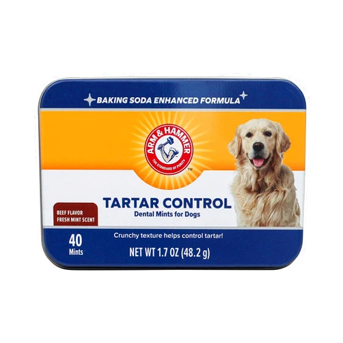 Arm & Hammer for Pets Tartar Control Dental Mints for Dogs | Dog Dental Mints Help Reduce Plaque & Tartar Buildup Without Brushing | Beef Flavor, 40 Count