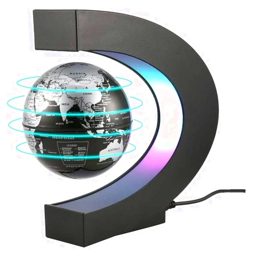 Beixiju Magnetic Levitating Globe With LED Light - For Kids Adults Learning - 3.5 Inch Floating Globe Decor, Perfect Cool Gift In Office Home, Black
