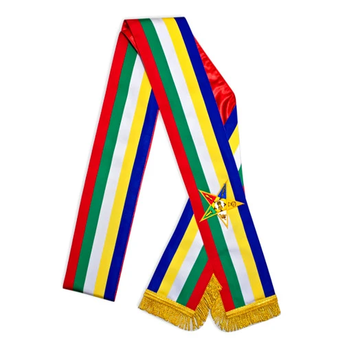 UK EMPIRE GROUP Premium Masonic OES Sash (Red Satin Lining) Embroidered Emblem, Order of Eastern Star Member Sashes
