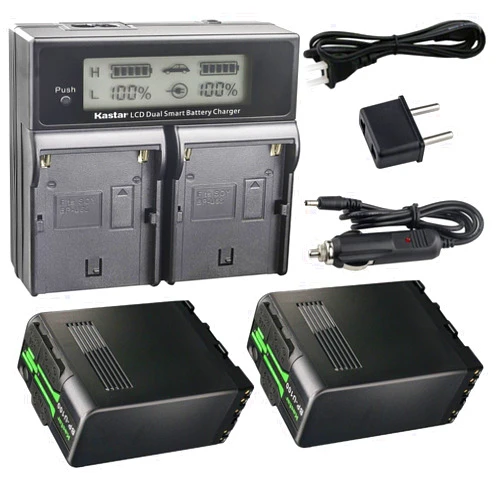 Kastar 2-Pack U100 Battery and AC LCD Dual Fast Charger Compatible with Sony BP-U30 BP-U35 BP-U60 BP-U60T BP-U66 BP-U65 BP-U68 BP-U70 BP-U90 BP-U95 BP-U96 BP-U100 Battery, BC-U1 BC-U2 BC-CU1 Charger