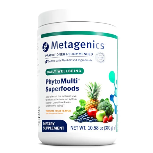 Metagenics PhytoGanix - Organic Fruit & Vegetable Superfood Powder Blend - Tropical Fruit Flavor - 29 Servings - 10.58 Oz