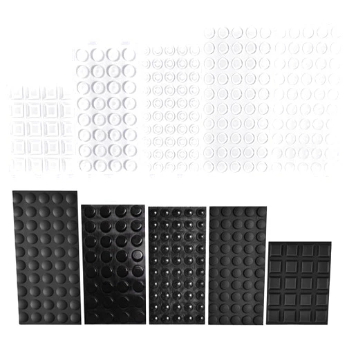Aulufft 404 Pcs Rubber Feet Bumpers Pads, Self Adhesive Stick Bumper for Glass Table Top, Speakers, Electronics, Furniture, Cabinet, Clear and Black, 7 Different Sizes