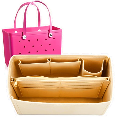 Paterr XL Purse Organizer Insert Felt Bag Organizer Compatible with Original Felt Tote Organizer Insert with Zipper Insert Divider Pouch for Women Handbag Accessories, Beige