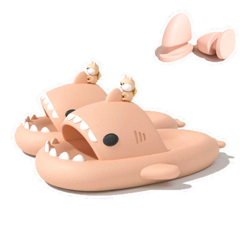 Zureto Shark Slides with 3D Funny Fins, Unisex Cloudy Shark Slippers, Eva Open Toe Shower Pool Beach Shoes