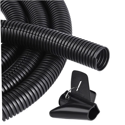 CrocSee 10ft - 3/4 inch Flame Retardant Split Wire Loom Tubing with Installation Tool - Flexible Wire Covers Cord Protectors - Black