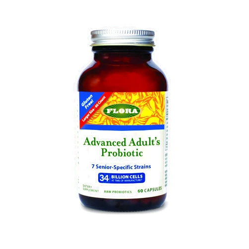 Flora - Advanced Adult's Blend Probiotic, Seven Senior-Specific Strains, Gluten Free, Raw Probiotic with 34 Billion Cells, 60 Capsules