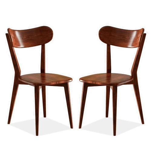 Tinblin 100% Solid Oak Dining Chairs with Upholstered Cushion, Wooden Dining Chairs with Backrest, Modern Kitchen Chairs for Dining Room, Kitchen, Living Room (2, Walnut Color)