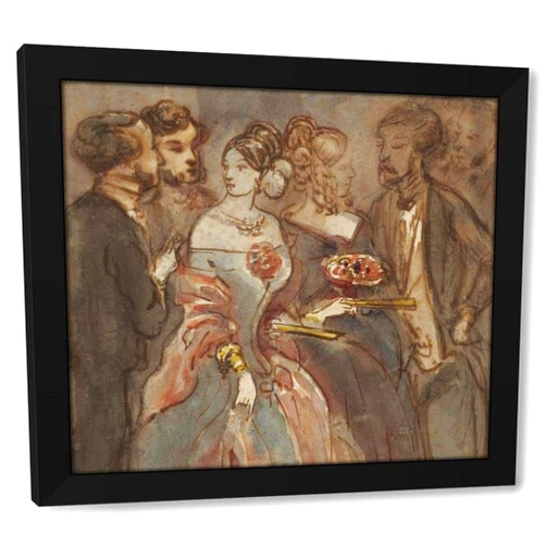 ArtDirect Constantin Guys 16x15 Black Modern Framed Art Print Titled: Reception (1850-1855)
