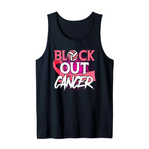 Zone - 365 Volleyball Breast Cancer Awareness Block Out Cancer Volleyball Breast Cancer Awareness Tank Top