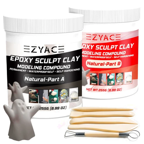 EzyAce Epoxy Clay, Epoxy Sculpt Modeling Clay, Epoxy Sculpt Clay, 2 Part Modeling Compound (A & B) of Magic Sculpt Clay, Magic Sculpt Epoxy Clay for Sculpting, Modeling, Building and Repairing, Natural