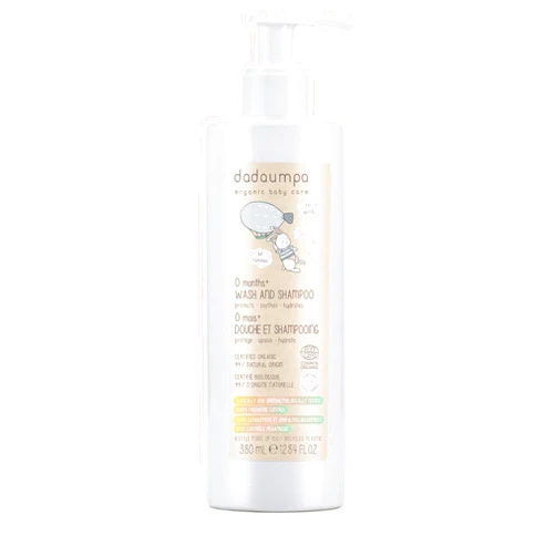Dadaumpa Organic Certified Baby Wash And Shampoo, Rich in Organic Sweet Almond Oil - 0 Months - Made in Italy with 100% Recycled Bottle (12.84 Fluid Ounce)