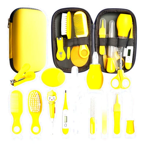 Esonto Baby Healthcare and Grooming Kit, 15 in 1 Baby Safety Set Newborn Nursery Health Care Set with Hair Brush Scale Nail Clippers for Baby Girls Boys(15 Kits Yellow)