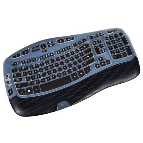 CASEDAO Keyboard Cover Skin for Logitech MK570 K350 MK550 Wireless Wave Keyboard, Ultra Thin Silicone Logitech MK570 Keyboard Protector-Black