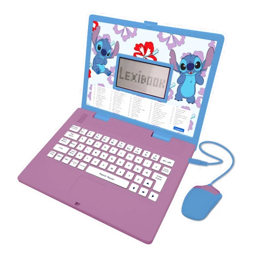 Lexibook - Disney Stitch - Bilingual English/Spanish Educational Laptop, 124 Language Activities, Writing, Maths, Logic, Music and Games, Boys and Girls, JC598Di2