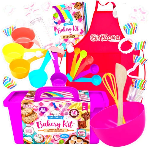 GirlZone Little Baker's Bakery Set, 40pc Kids Baking Set with Baking Utensils for Kids, Apron and Recipes to Make Yummy Baked Goods, Great Gift Idea