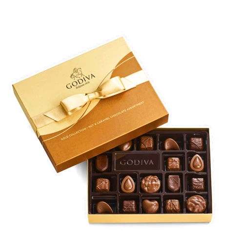 Godiva Chocolatier Chocolate Gift Box for Birthday, Thank You, Anniversary, Congratulations Gift Basket Gold Ribbon Gourmet Nuts Dark and Milk Chocolate Candy Assortment with Praline and Caramel, 18pc