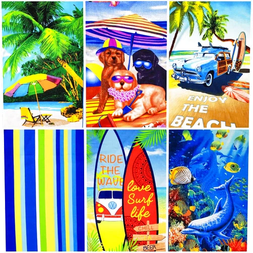 Ashley Mills 6 Pack Microfiber Beach Towels, Quick Dry Microfiber Pool Towels, Lightweight Beach Towel, Sand Proof Soft Beach Accessories, 28