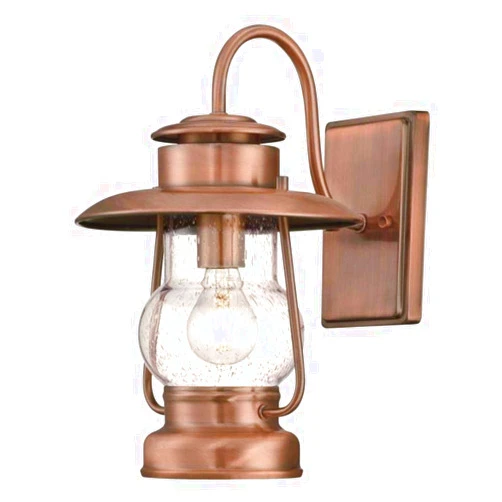 Westinghouse 6373100 Santa Fe One-Light Outdoor Wall Lantern, Washed Copper Finish with Clear Seeded Glass Porch Light