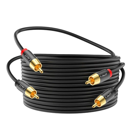 J&D 2 RCA M/M Stereo Audio Cable, 20 FT RCA Audio Cable Gold-Plated Copper Shell 2RCA Male to 2RCA Male Stereo Audio Cord for Home Theater, HDTV, Amplifiers, Hi-Fi Systems, Speakers, 20 Feet