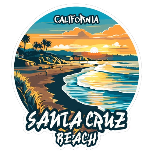 No Thorns Media Santa Cruz Beach California Sticker 4 Inch Ocean Coastal Travel Souvenir - Waterproof Vinyl Decal for Laptop Water Bottle Car Tumbler - Durable Aesthetic Long-Lasting Stickers for Adults ID44990