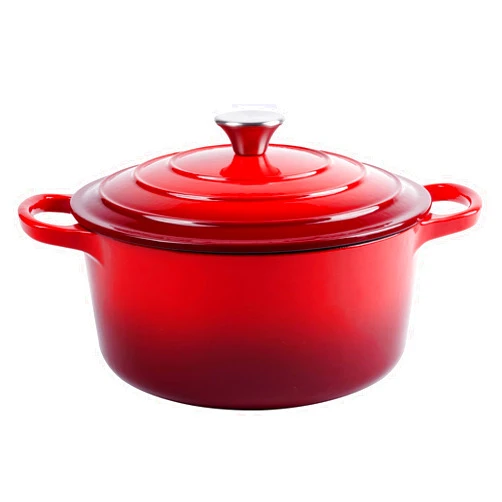 Alathote 6 Quart Enameled Cast Iron Dutch Oven with Lid - Big Dual Handles - Oven Safe up to 500°F - Classic Round Pot for Versatile Cooking Red