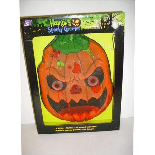 CITI TALENT LTD Halloween Hanging Spooky Greeter Pumpkin Motion and Sound Activated