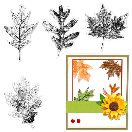 ABTOLS 4pcs Leaves Clear Stamps for Card Making, Maple Clear Rubber Stamps Fall Leaves Silicone Reusable Stamp for DIY Scrapbooking Paper Craft Album Decor