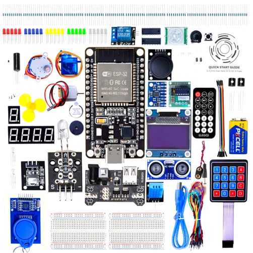 ELEGOO ESP-32 Super Starter Kit with Tutorial and Development Board USB-C Dual Core Microcontroller Support AP/STA/AP+STA, CP2102 Chip Compatible with Arduino IDE