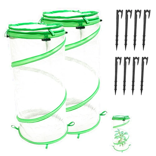 Vecacosic 2 Pack Pop Up Mini Greenhouse for Raised Garden Bed Portable PVC Spring-Up Popup Greenhouse Plant Protector and Frost Cover for Young Tomato Plants & Other Plant Seedlings for Frost Rain Proof (green)