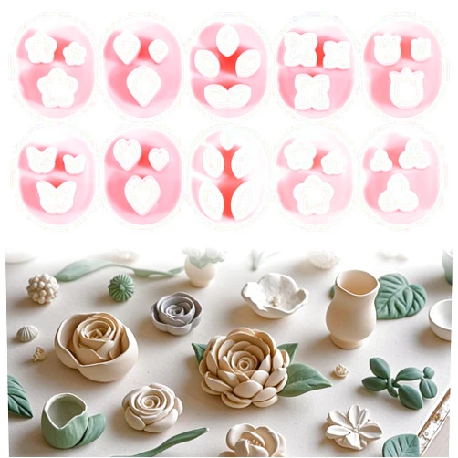 COMNICO Polymer Clay Cutters, 10Pcs Small Flower Petal Polymer Clay Molds Mini Polymer Clay Tools Floral Leaf and Butterfly Micro Clay Cutters for Polymer Clay Earrings Jewelry Making DIY Craft