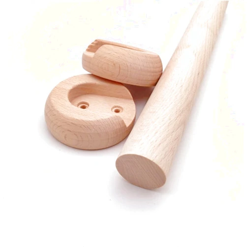 GQQGSHOP 1PCS Premium Wooden Round Wardrobe Closet Rod for Hanging Clothes, Closet Pole Wardrobe Cross-bar Clothes Hanging Rods Natural Wood Wardrobe Closet Rod with End Supports for Closet Storage(D3cm/1.18IN
