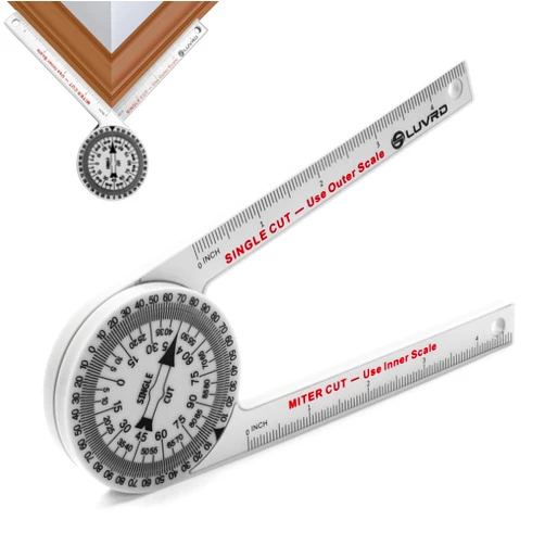 LUVRD Miter Saw Protractor, Professional Miter Angle Finder for Woodworking Replaces the Model #505P-7 Miter Protractor Angle Finder with Measuring Rulers for Carpentry, Crown Molding Tool, Baseboard