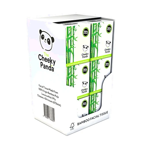 The Cheeky Panda Bamboo Facial Tissues Boxes | 12 x Tissue Boxes | Soft 3 Ply Bamboo Tissue Paper Bulk | Sustainable Tissues Cube Box