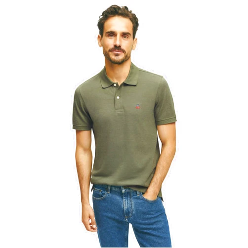 Brooks Brothers Men's Cotton Pique Stretch Logo Short Sleeve Polo Shirt
