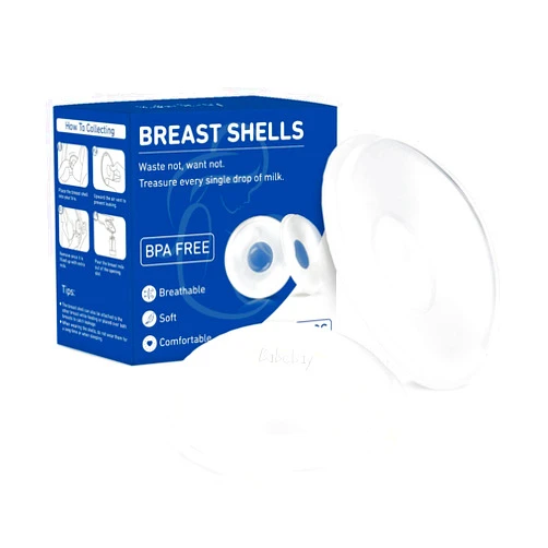 Babebay Breast Shells, Milk Collectors for Breastfeeding, Protect Sore Nipples, Collect Breastmilk Leaks, Soft Silicone Material, Reusable, 2 PCS