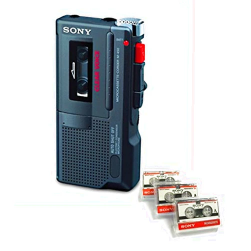 Sony M-450 MicroCassette Recorder Refurbished with 3 New Microcassette Tapes
