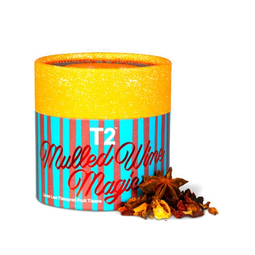 T2 Tea Mulled Wine Magic Fruit Tea, Loose Leaf Fruit Tea in Festive Feature Box, Caffeine Free, (T130AE235)
