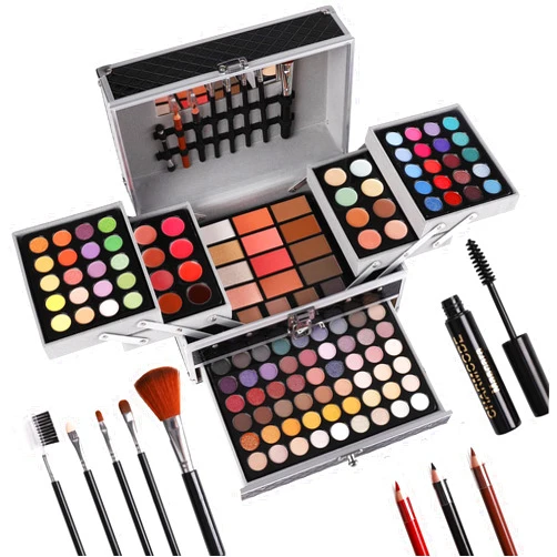 CHARMCODE All in One Makeup Gift Set for Women Girls Full Kit, Includes Eyeshadow, Lipstick, Concealer, Highlighter, Eyebrow Powder, Blush, Contour, Lip Liners, Eyeliner, Brushes (Black)