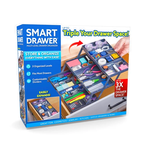 Ontel Smart Drawer Organizer, Multi-Level Jewelry and Cosmetics Storage, Black, 2.65 in