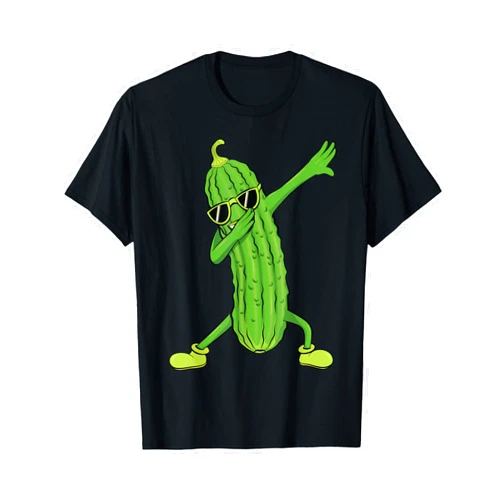 Funny Pickle Cucumber Gifts By SilentSoulArts Dabbing Pickle Dancing Cucumber Lover Unisex-Kids and Adults Black T-Shirt