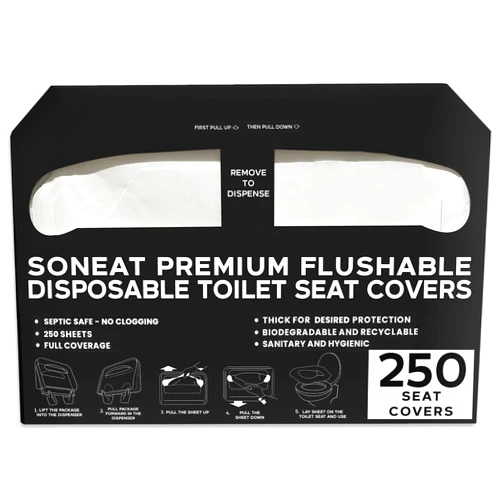 SoNeat Disposable Toilet Seat Cover- 250 Sheets of XL Half-Fold Flushable Paper Toilet Seat Covers for Commercial, Public Restrooms, and Travel Essentials, 1 Pack