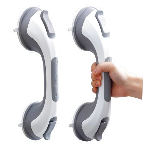 TAILI Shower Grab Bar, 2 Pack 12 Inch Suction Grab Bars for Bathtubs and Showers for Elderly, Shower Handle for Seniors Bathroom Safety Grip, No Drilling Removable,Grey