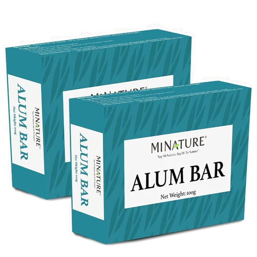 Minature Pack of 2 Alum Bar (Potassium Alum) (Phitkari) by minature | Alum Stone(Fitkari)| Alum Shaving Bar | Alum Blocks After Shave|100g*2 | 100% Only Alum | Chemical & Preservative Free| Pure & Natural
