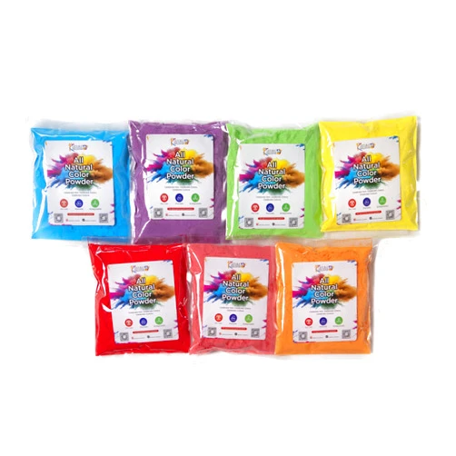 Kulture Khazana: Holi Color Powder - 100gm Bags, 7 Pk - All Natural, Washable, Biodegradable, Non-Toxic, Festival of Colors, Fun Run, Parties, Outdoor