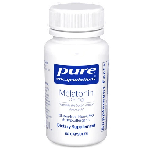 Pure Encapsulations Melatonin 0.5 mg - Natural Sleep Helper for Bedtime - Regulates Sleep-Wake Cycle - 0.5 mg Melatonin - Vegan & Non-GMO - 60 Capsules