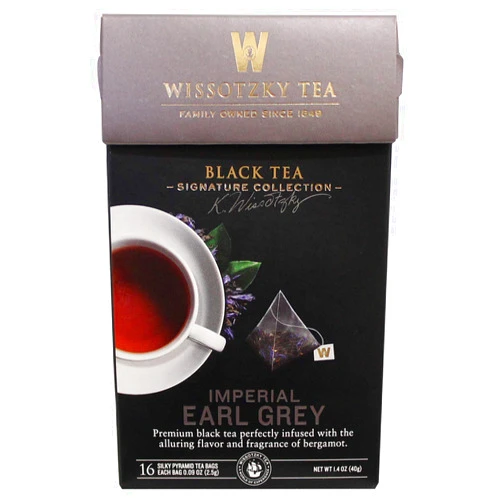 Wissotzky Signature Collection Imperial Earl Grey, (16 Silky Pyramid Tea Bags) Premium Black Tea