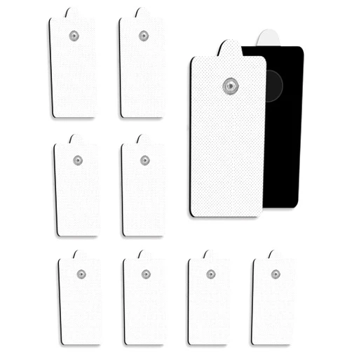 AVCOO 10-Pack TENS Unit Replacement Pads, Rectangular Snap TENS Electrode Pads with self-Adhesion for 50 Times, AVCOO Latex-Free 1.8