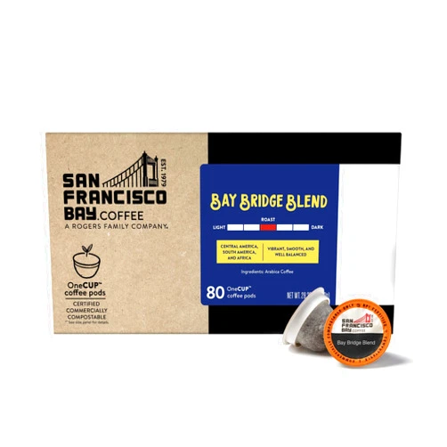 San Francisco Bay Compostable Coffee Pods – Bay Bridge Blend (80 Ct) K Cup Compatible, Medium Roast